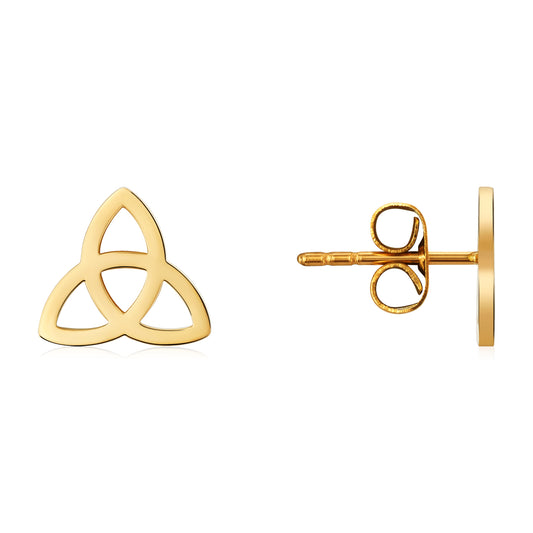 Over & Over Gold Stainless Steel 14k Trinity Knot Stud
