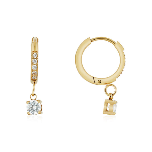 Over & Over Gold Stainless Steel Classic CZ Drop Earrings