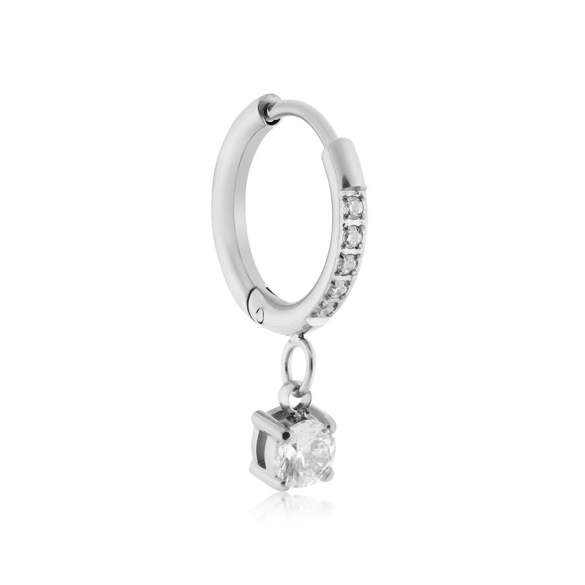 Over & Over Silver Stainless Steel Classic CZ Drop Earrings
