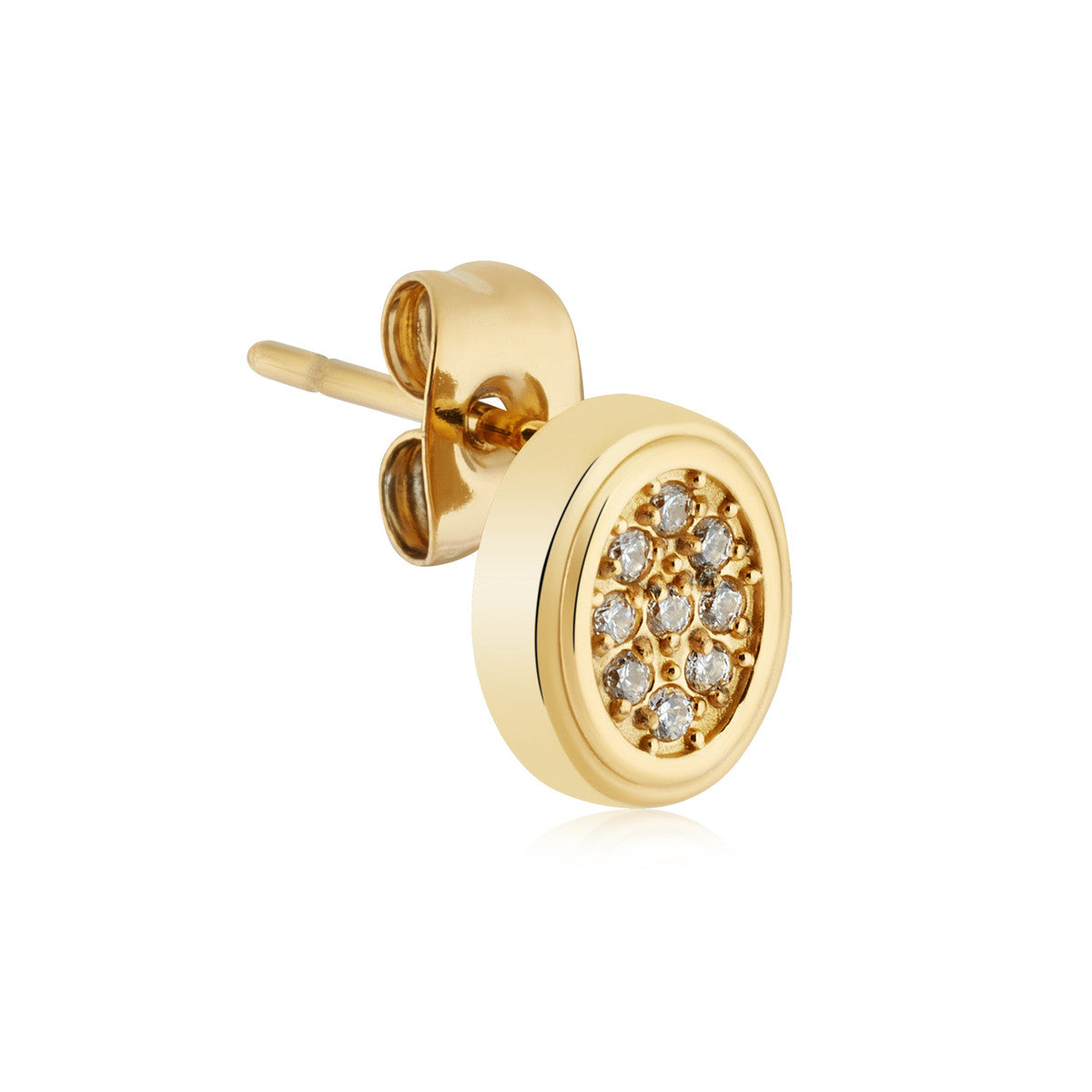 Over & Over Gold Stainless Steel Oval Pavé Studs