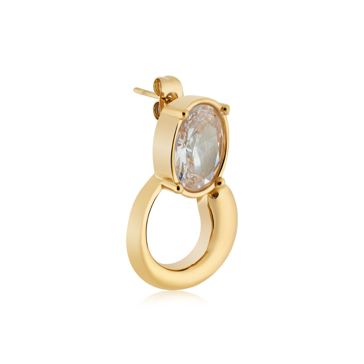 Over & Over Gold Stainless Steel Oval Bezel Drop Earrings