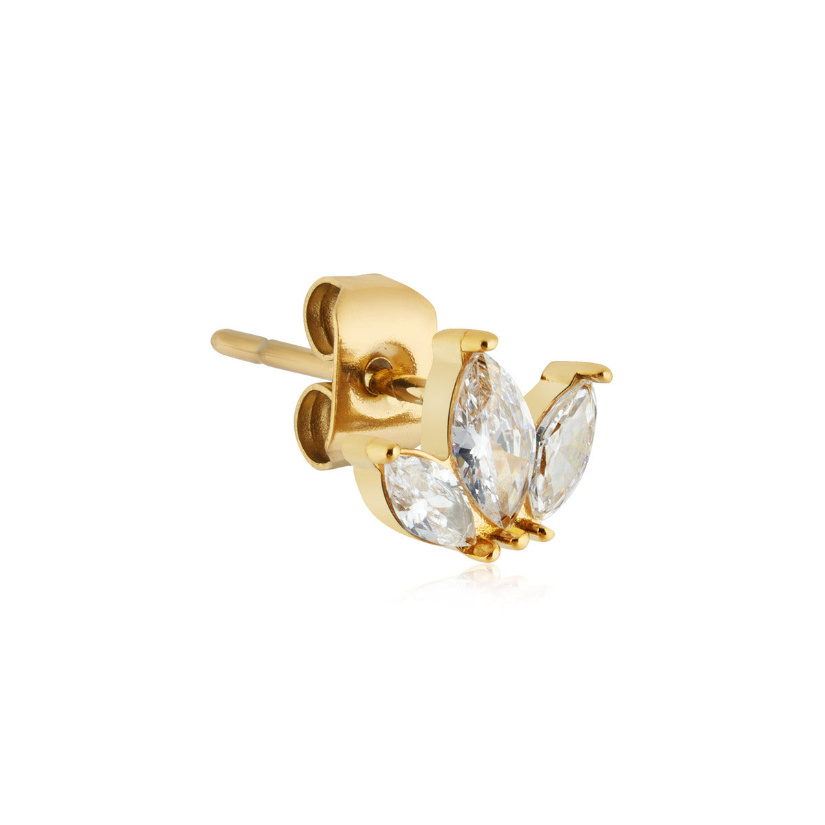Over & Over Gold Stainless Steel Floral Marquise Studs
