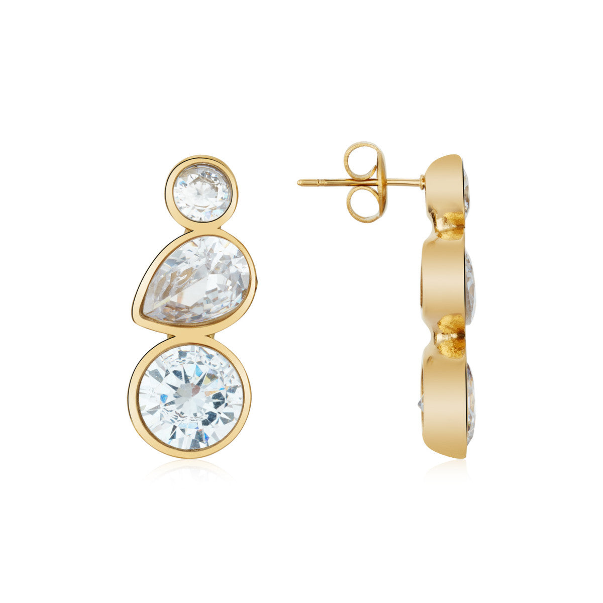 Over & Over Gold Stainless Steel Bezel Drop Earrings
