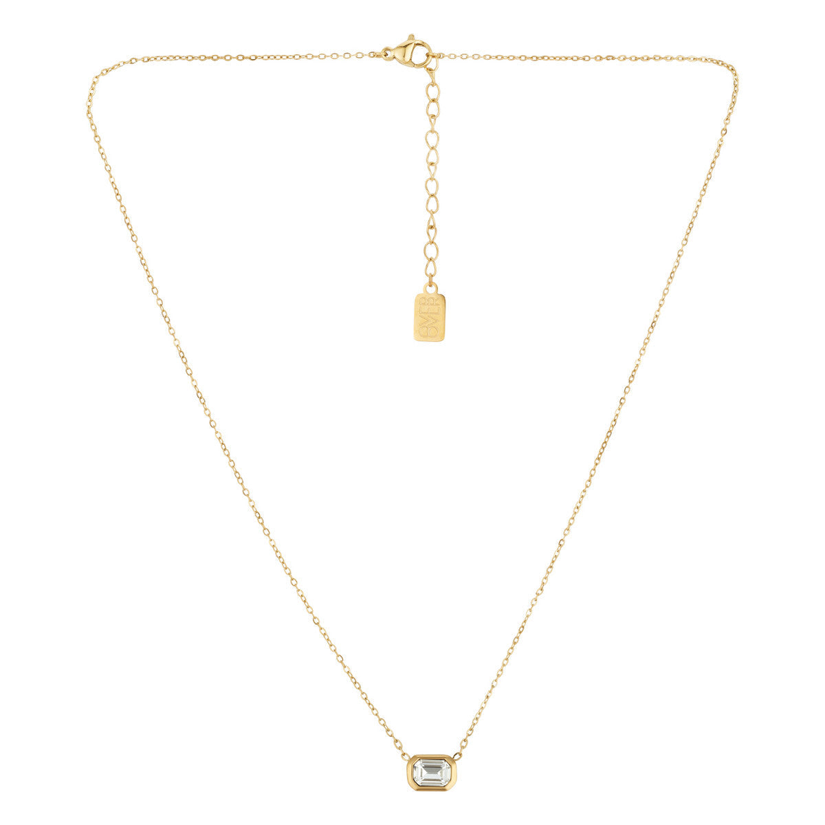 Over & Over Gold Stainless Steel Rectangle Bezel Necklace