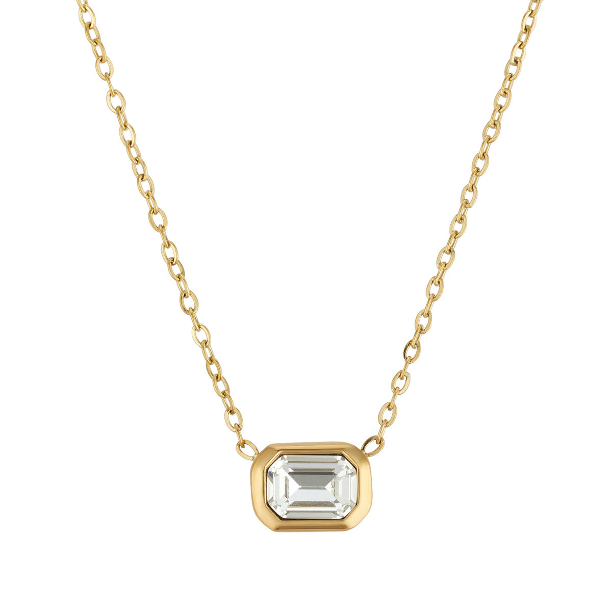 Over & Over Gold Stainless Steel Rectangle Bezel Necklace