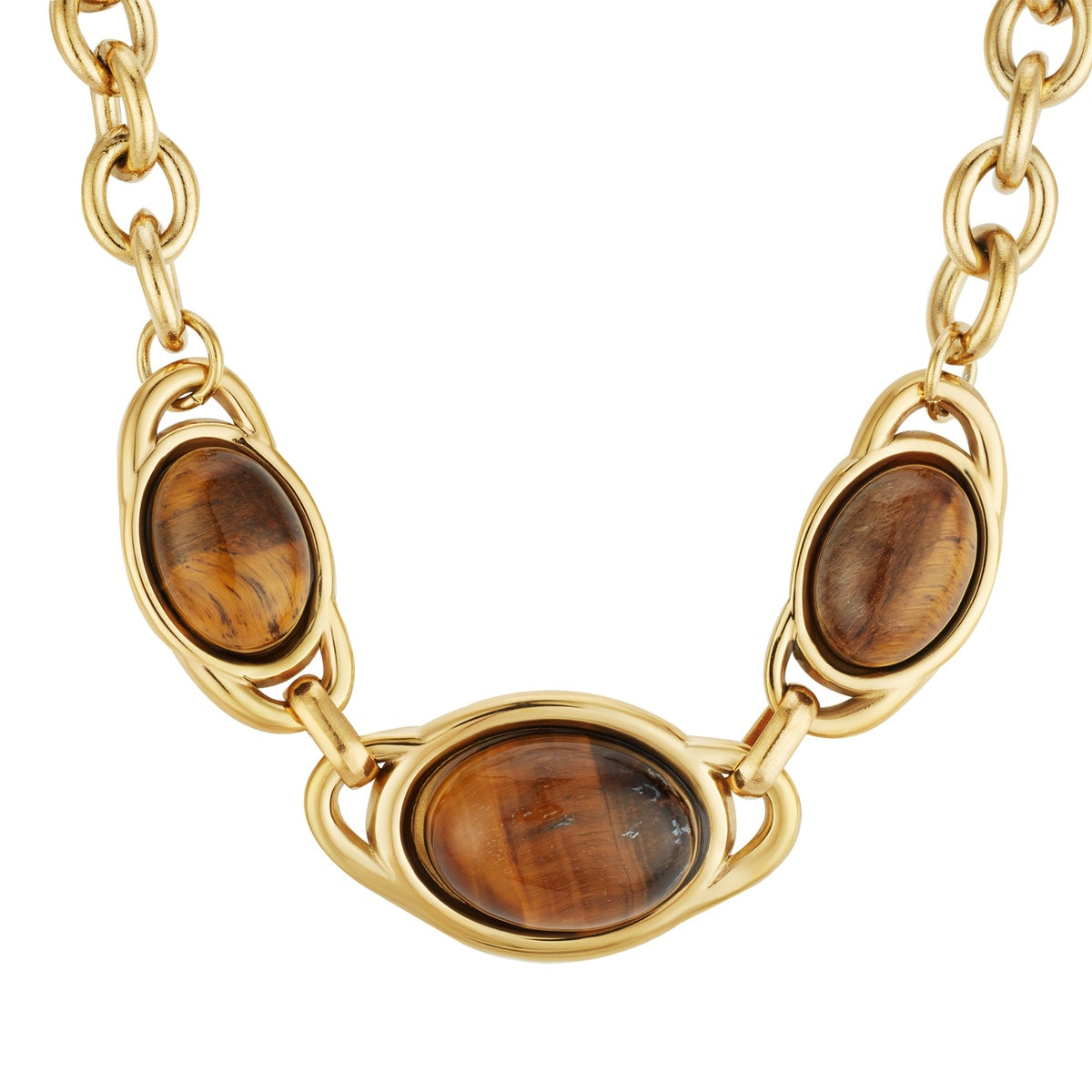 Over & Over Gold Tiger's Eye Statement Necklace