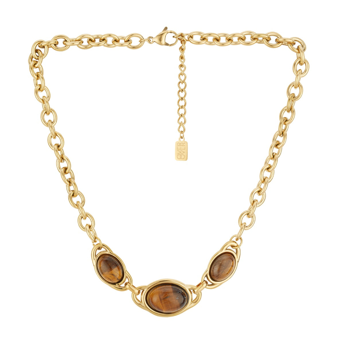 Over & Over Gold Tiger's Eye Statement Necklace