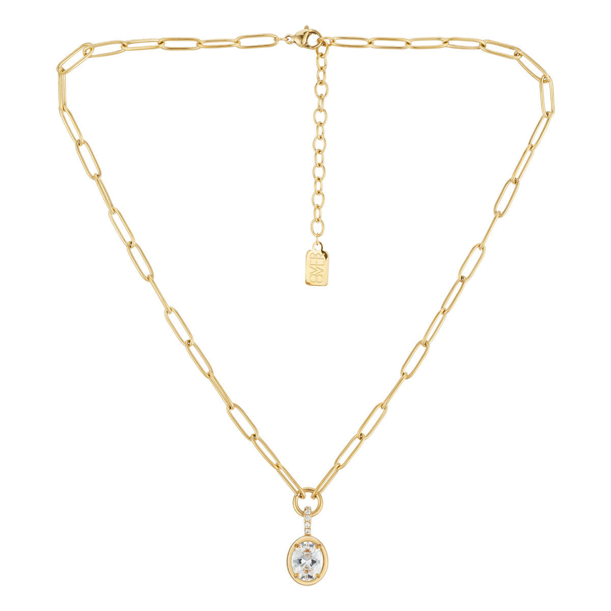 Over & Over Gold Stainless Steel Oval Bezel Chain Necklace