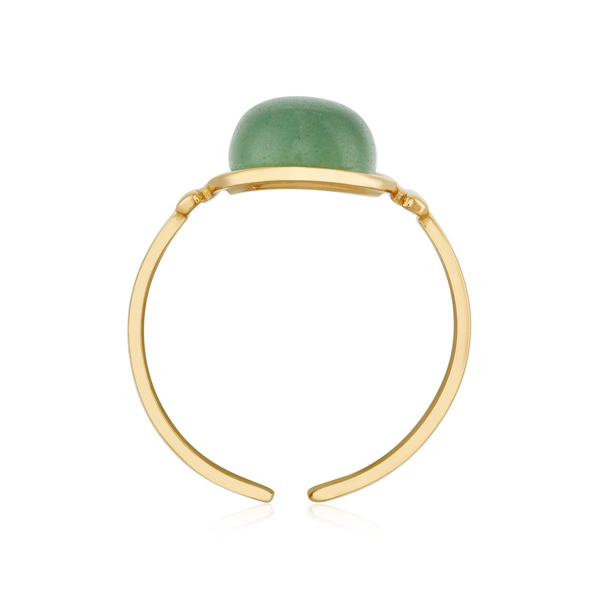 Over & Over Gold Stainless Steel Green Bezel Ribbed Ring