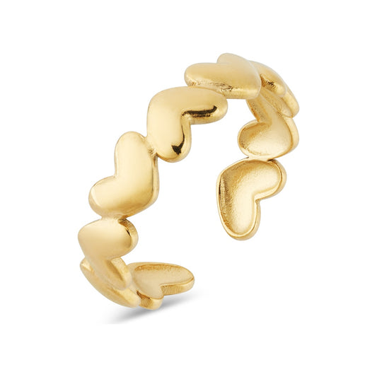 Over & Over Gold Stainless Steel Adjustable Hearts Ring