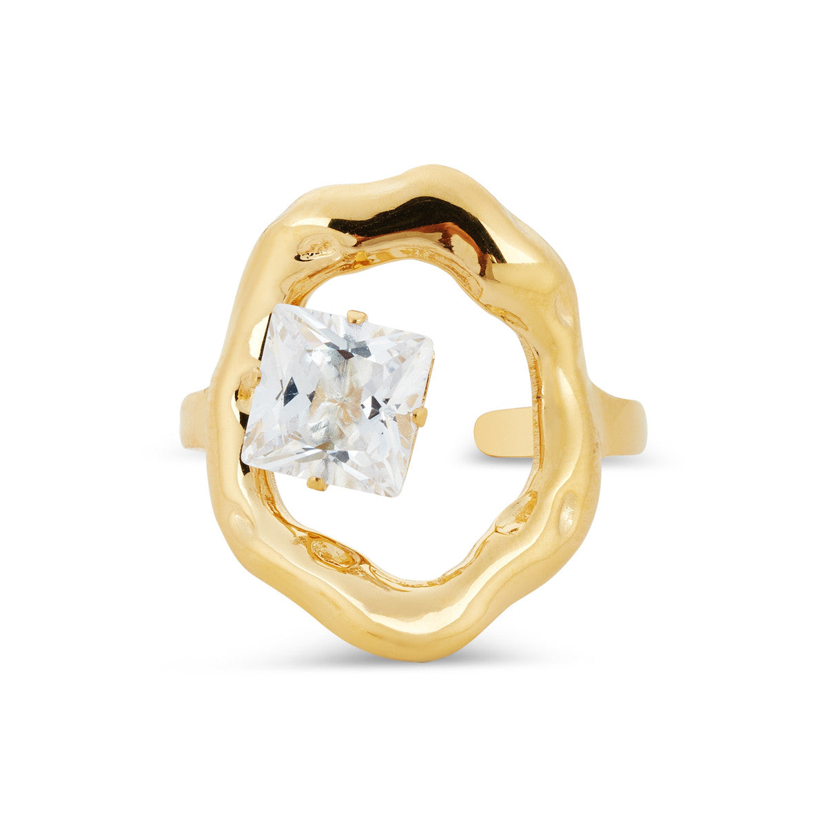 Over & Over Gold Stainless Steel Molten Openwork CZ Ring
