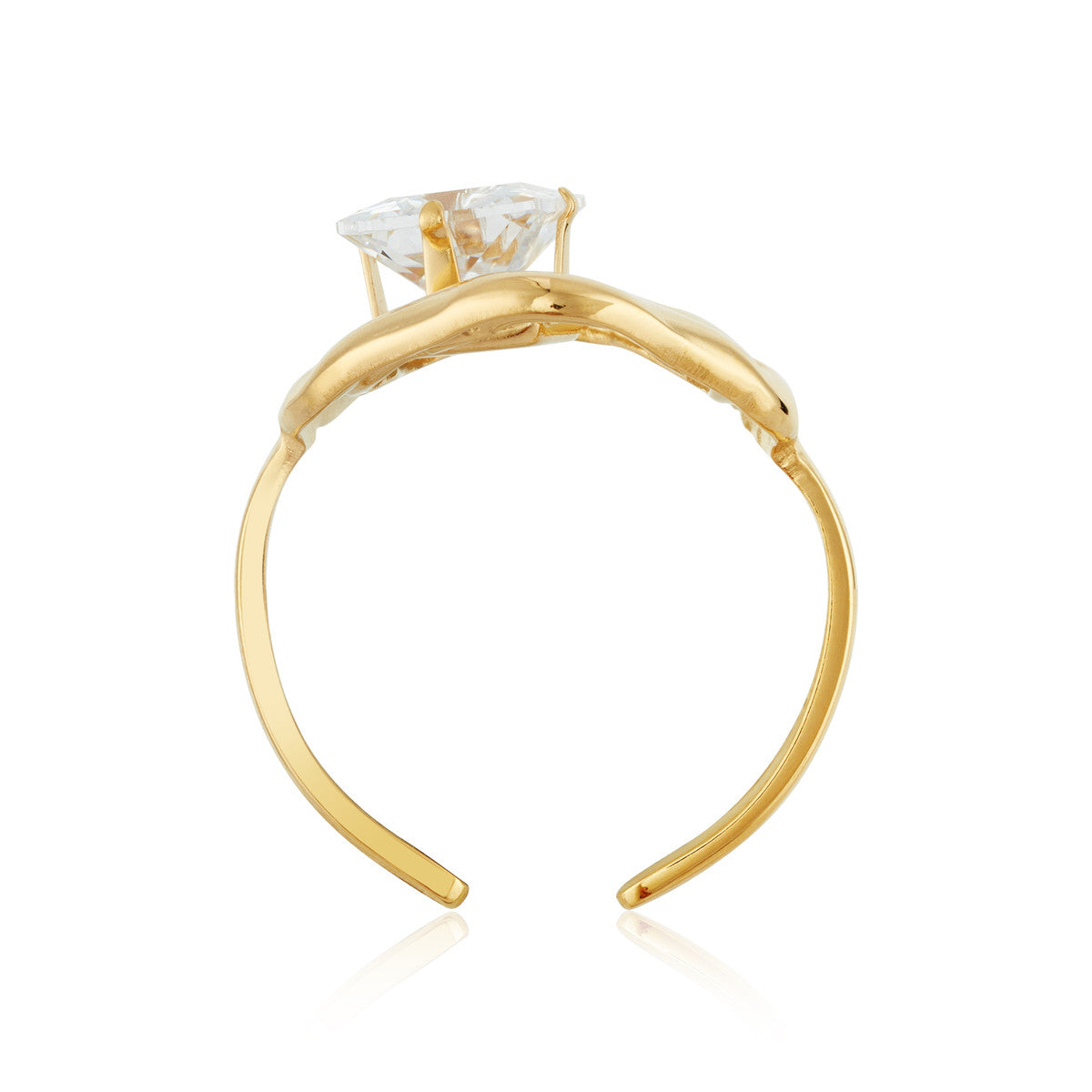 Over & Over Gold Stainless Steel Molten Openwork CZ Ring