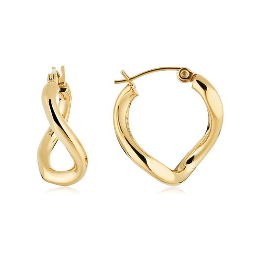 Over & Over 14k Gold Stainless Steel Wave Hoop Earrings