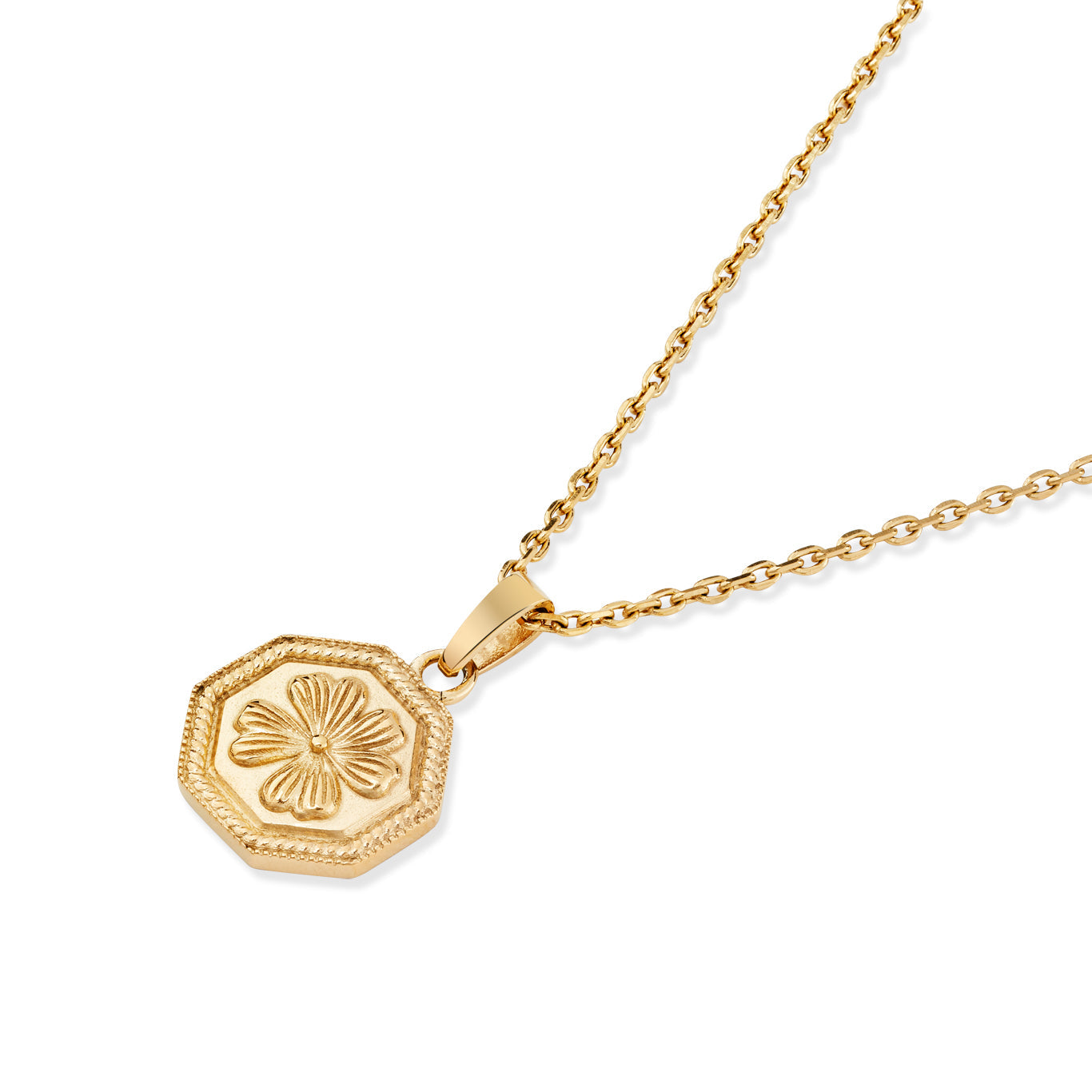 Over & Over Gold Stainless Steel 14k Hexagonal Clover Necklace
