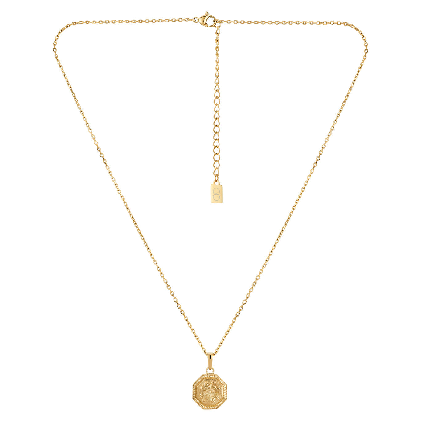 Over & Over Gold Stainless Steel 14k Hexagonal Clover Necklace