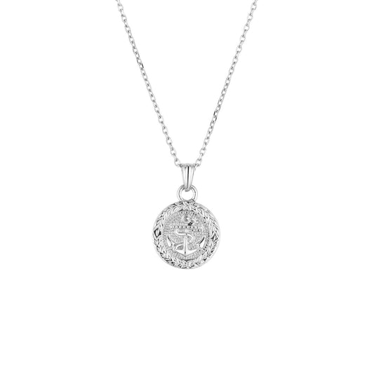 Over & Over Silver Stainless Steel Men's Snake Coin Necklace