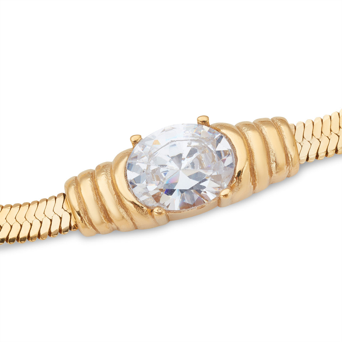 Over & Over 14K Gold Stainless Steel Vintage Bezel Bracelet