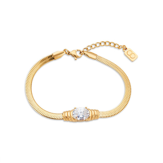 Over & Over 14K Gold Stainless Steel Vintage Bezel Bracelet