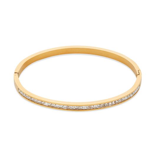 Over & Over 14K Gold Stainless Steel Classic Pavé Bangle
