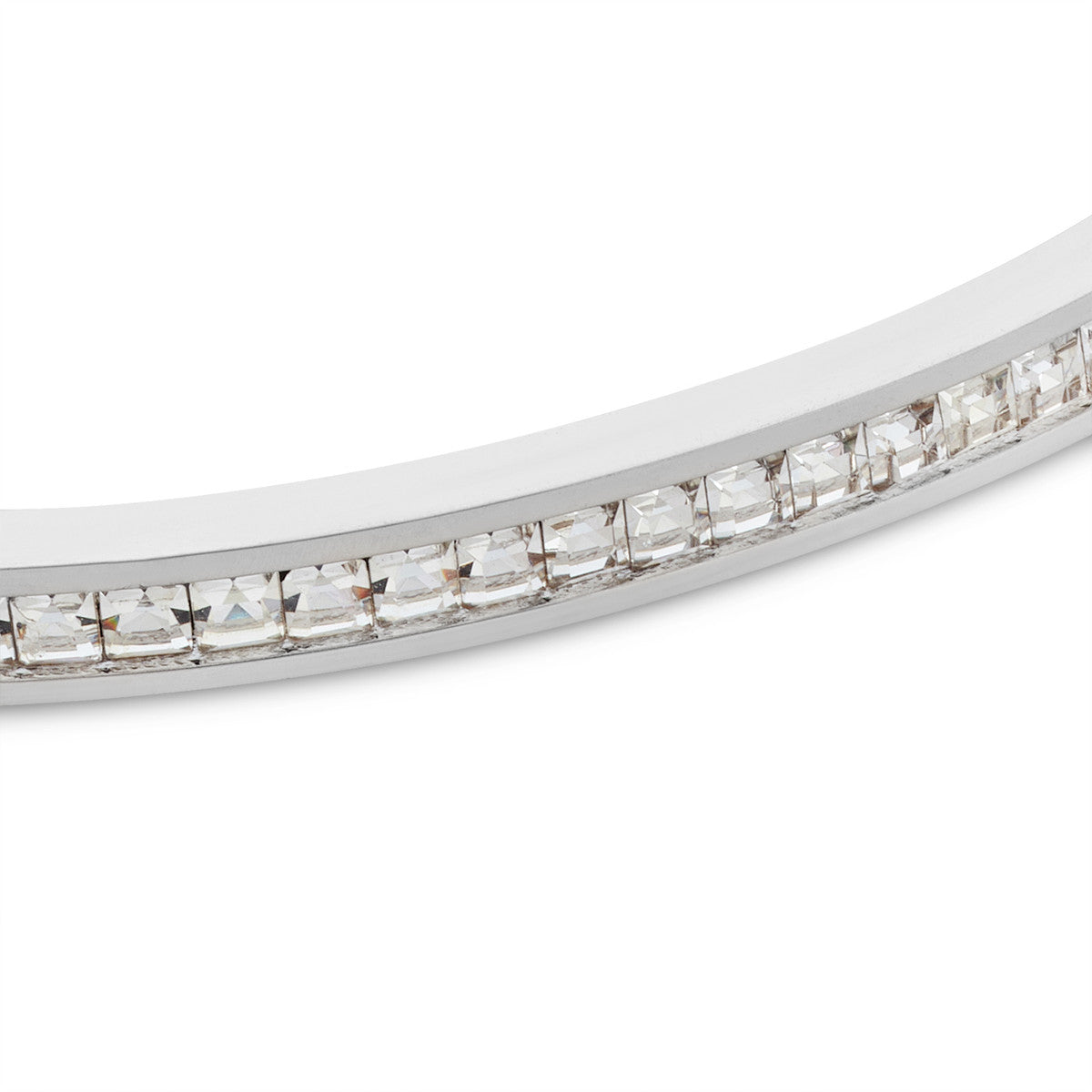 Over & Over Silver Stainless Steel Classic Pavé Bangle