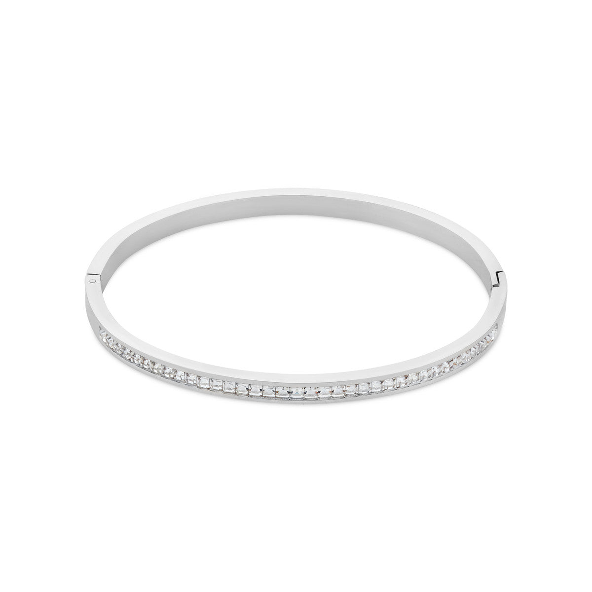 Over & Over Silver Stainless Steel Classic Pavé Bangle