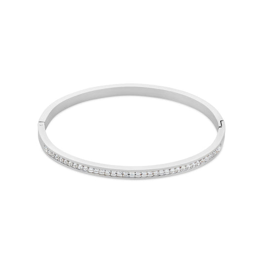 Over & Over Silver Stainless Steel Classic Pavé Bangle