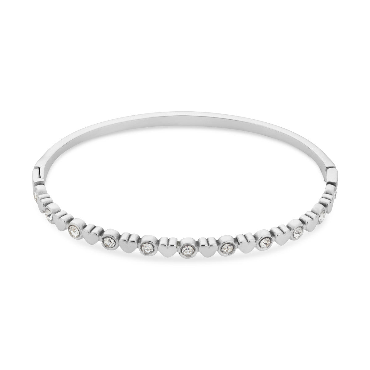 Over & Over Silver Heart Classic CZ Bangle