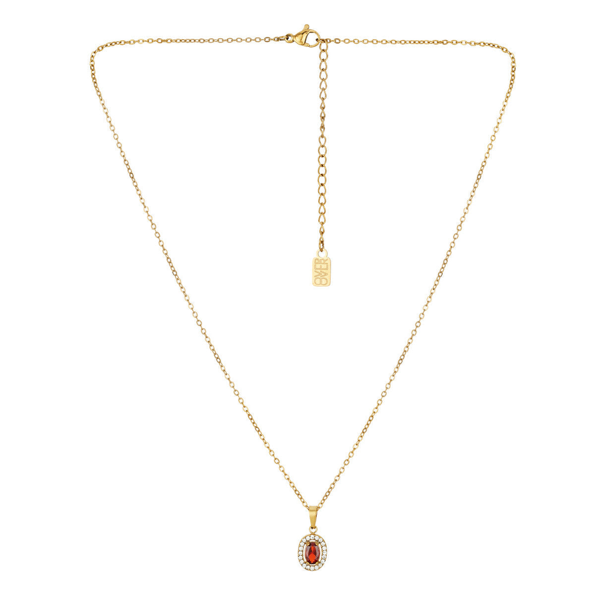 Over & Over 14K Gold Stainless Steel CZ Halo Necklace