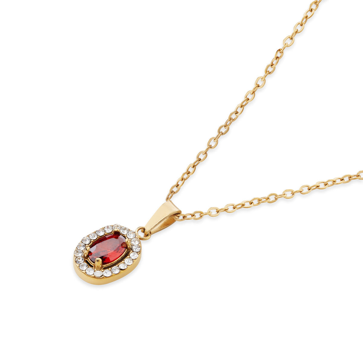 Over & Over 14K Gold Stainless Steel CZ Halo Necklace