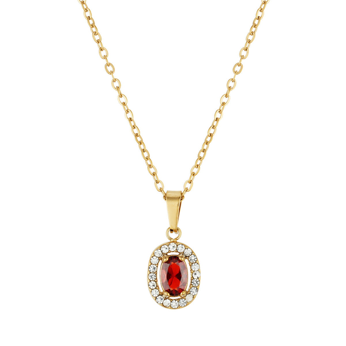 Over & Over 14K Gold Stainless Steel CZ Halo Necklace