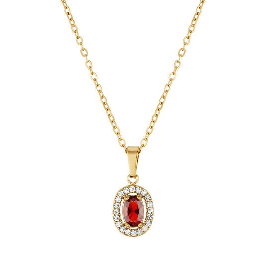 Over & Over 14K Gold Stainless Steel CZ Halo Necklace