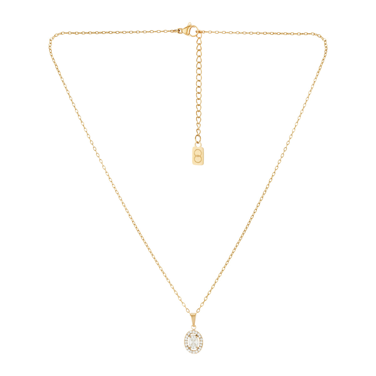 Over & Over 14K Gold Stainless Steel CZ Halo Necklace