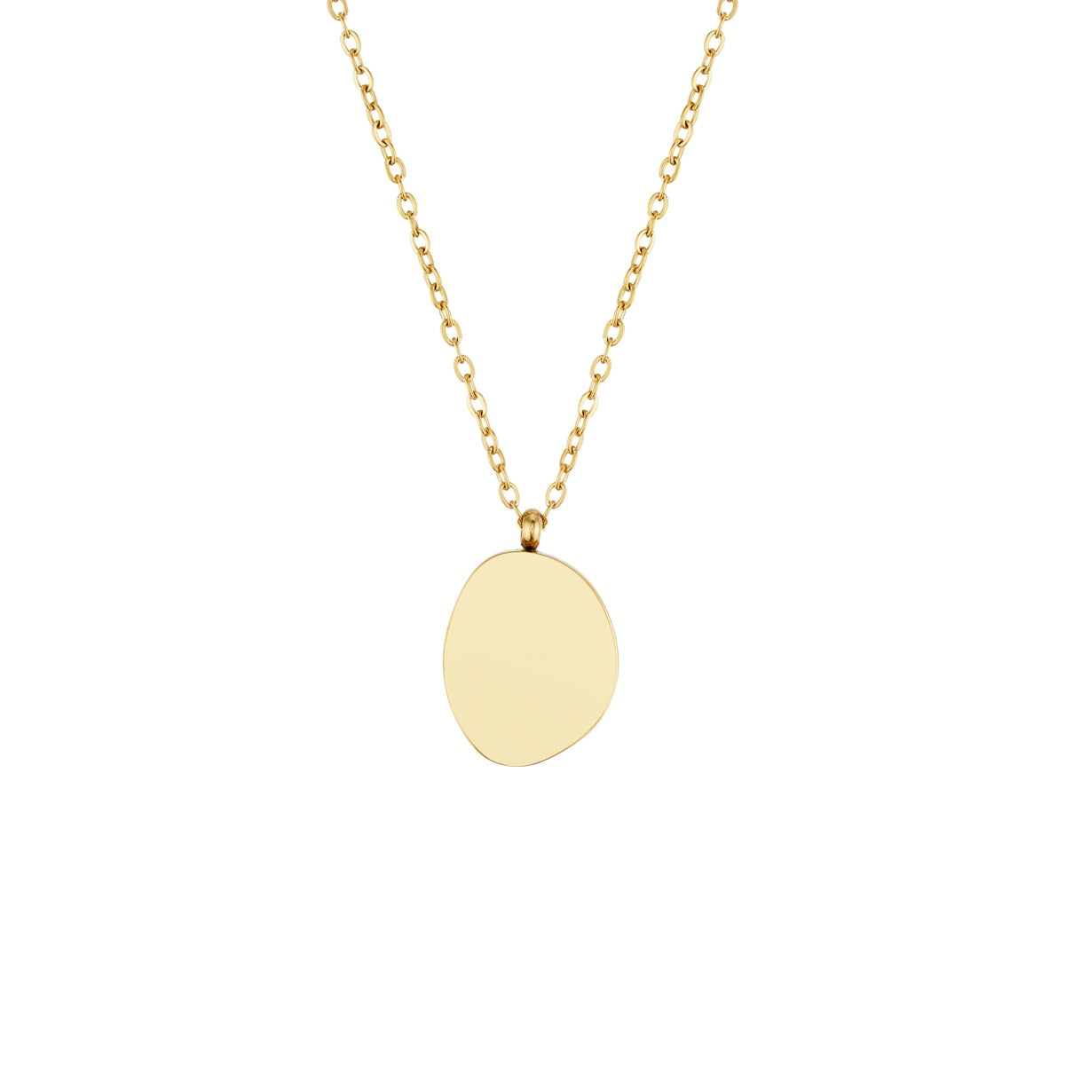 Over & Over 14k Gold Stainless Steel Engravable Pebble Necklace