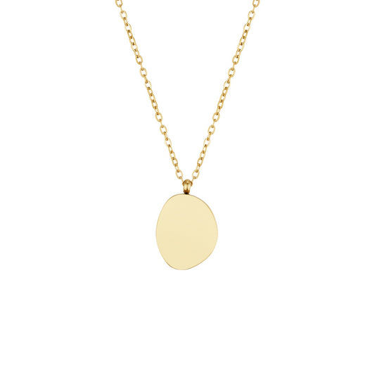 Over & Over 14k Gold Stainless Steel Engravable Pebble Necklace