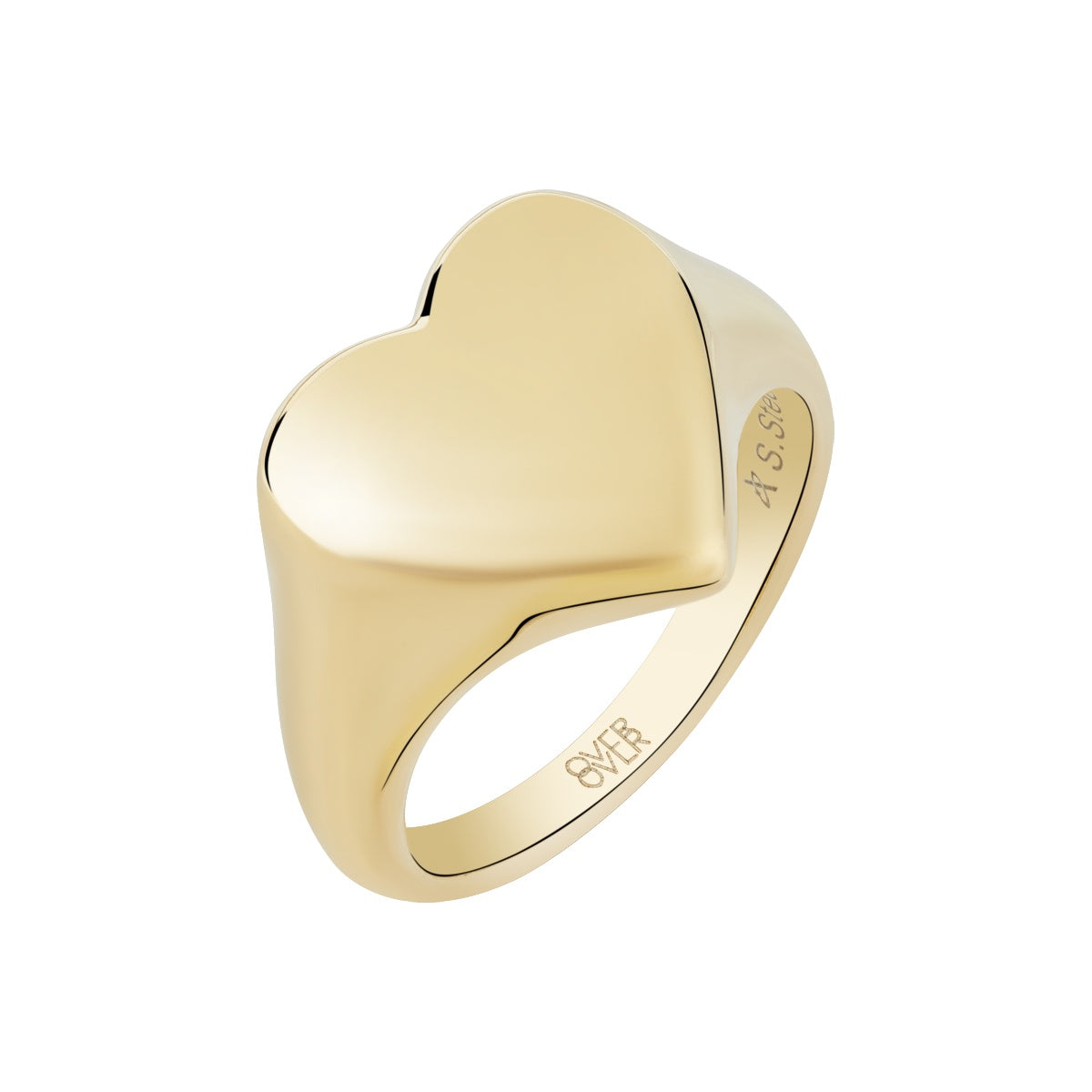 Over & Over 14k Gold Stainless Steel Solid Heart Ring