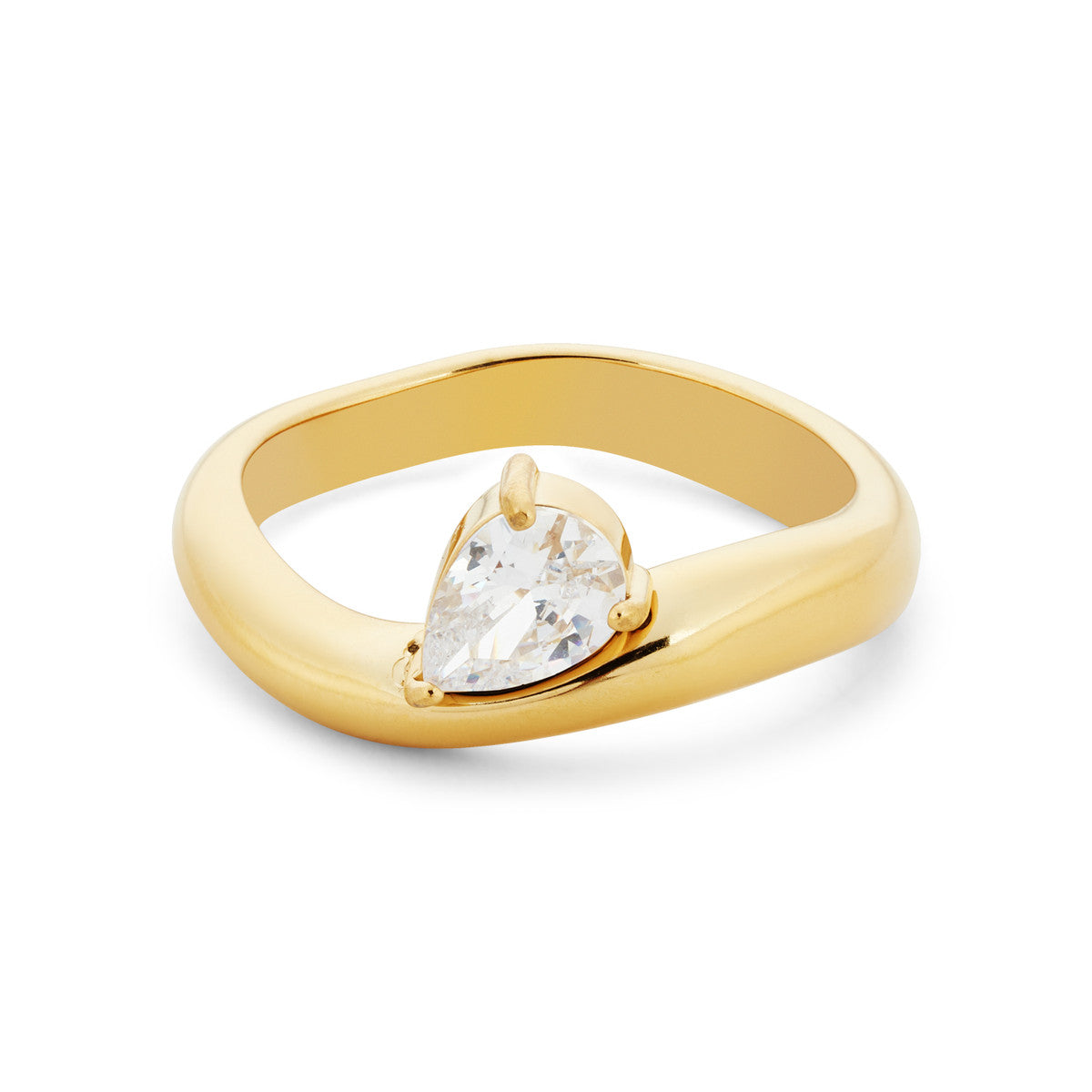 Over & Over Gold Stainless Steel Pear Wave Ring