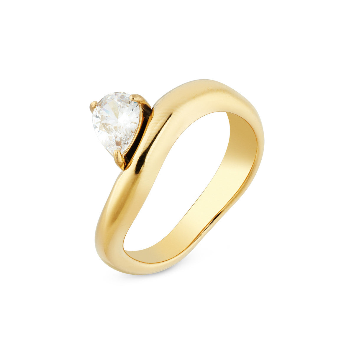 Over & Over Gold Stainless Steel Pear Wave Ring