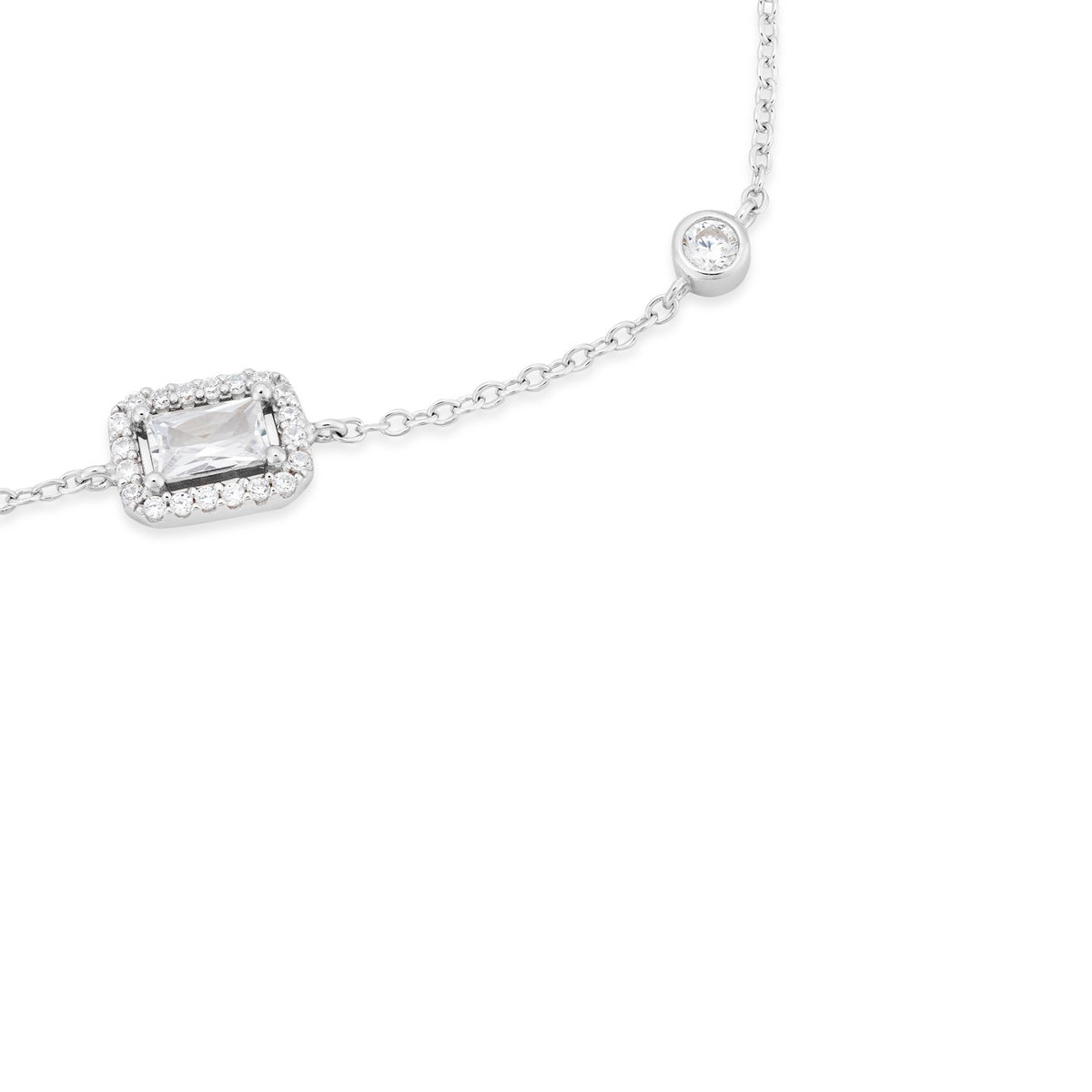 Argento Silver Rectangle Halo CZ Bezel Bracelet