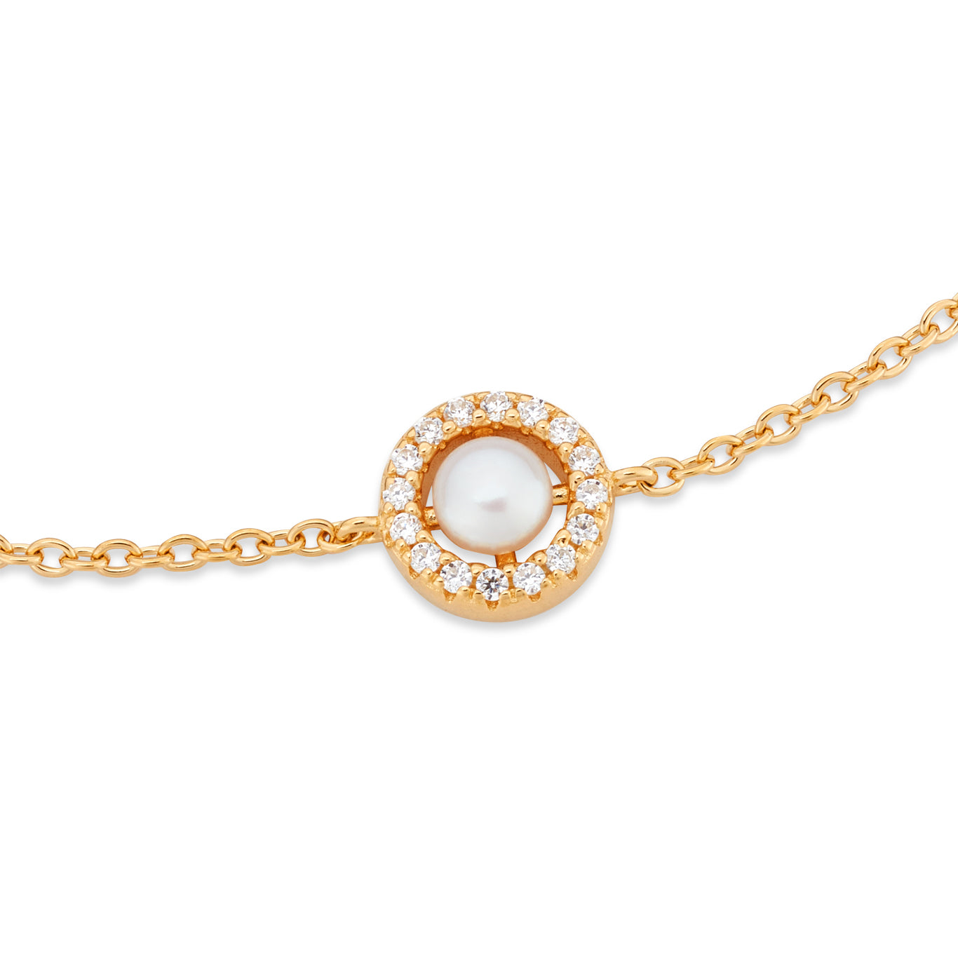 Argento Gold 18k Plated Freshwater Halo Pearl Bracelet