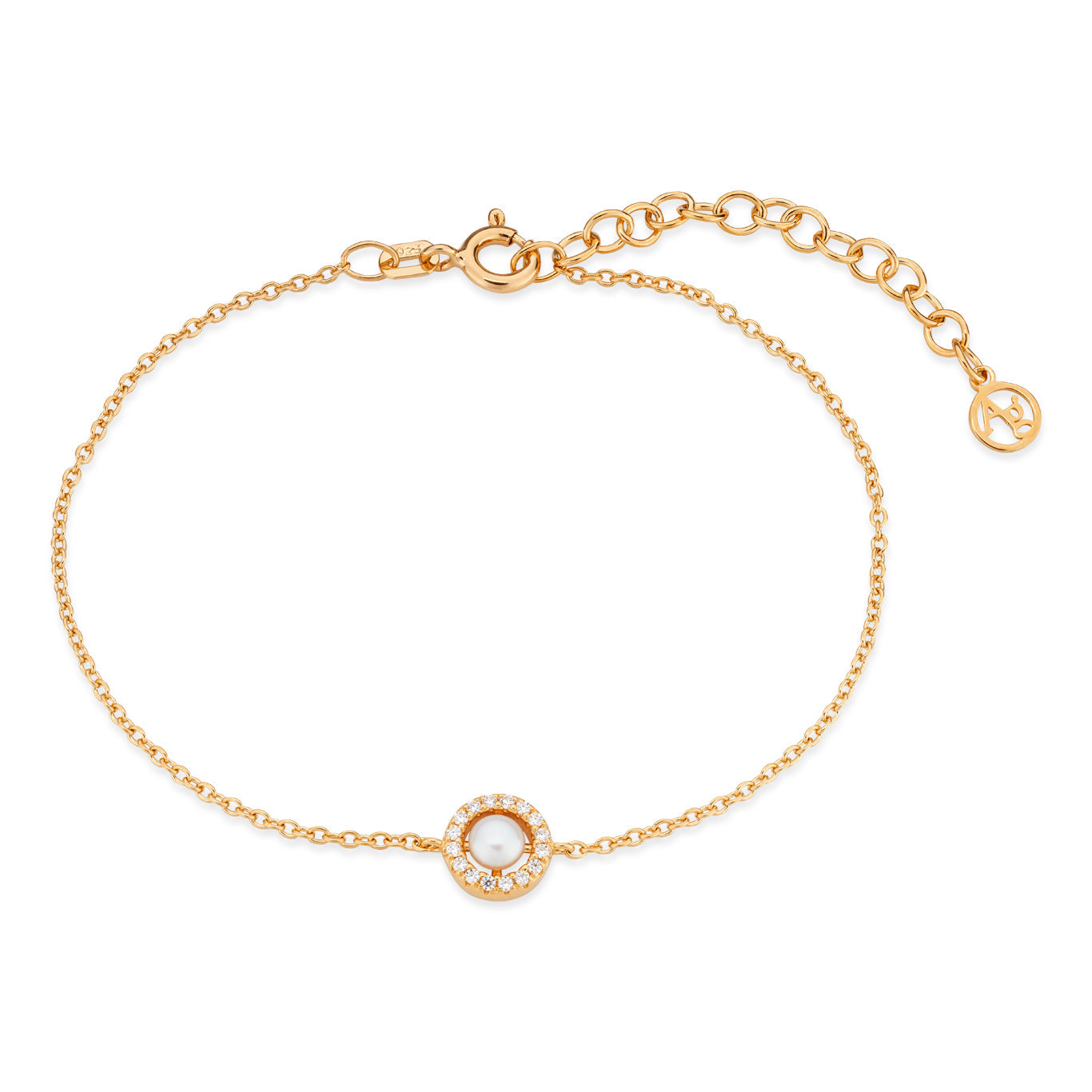 Argento Gold 18k Plated Freshwater Halo Pearl Bracelet