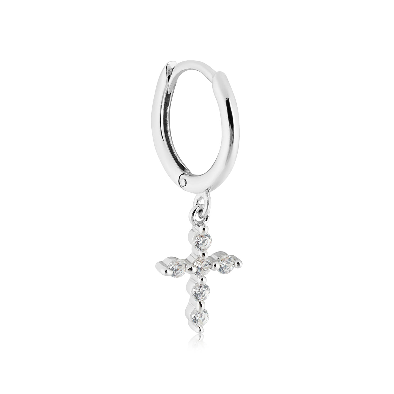 Argento Silver Petite CZ  Cross Hoop Earrings