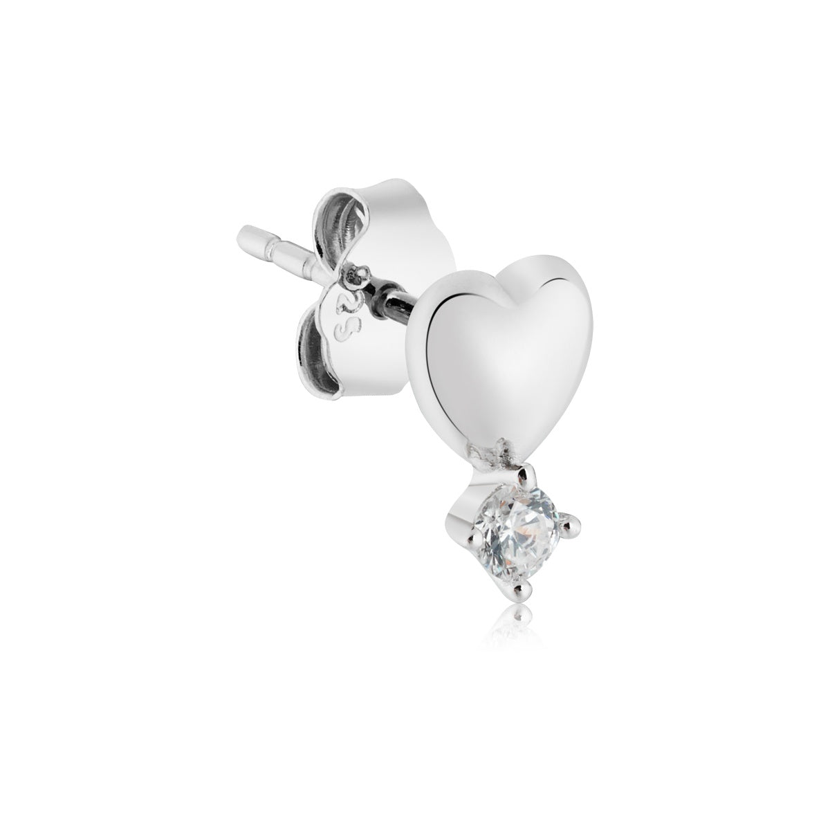 Argento Silver Kids Heart Diamanté CZ Stud Earrings