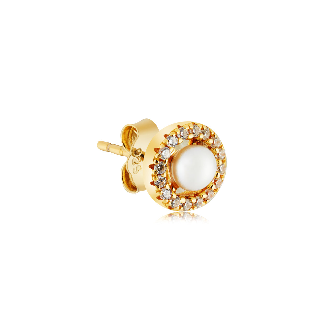 Argento Gold 18k Plated Freshwater Halo Pearl Studs