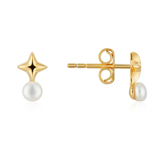 Argento Gold Freshwater Pearl Starburst Earrings