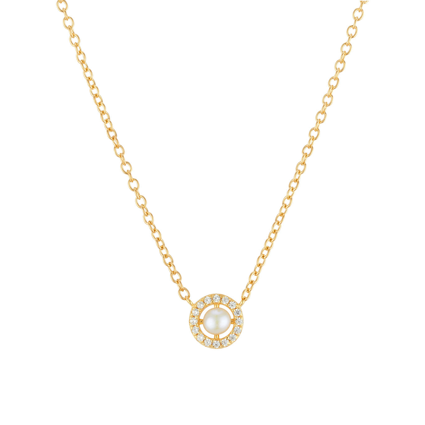 Argento Gold 18k Plated Freshwater Halo Pearl Necklace