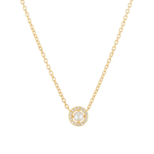 Argento Gold 18k Plated Freshwater Halo Pearl Necklace