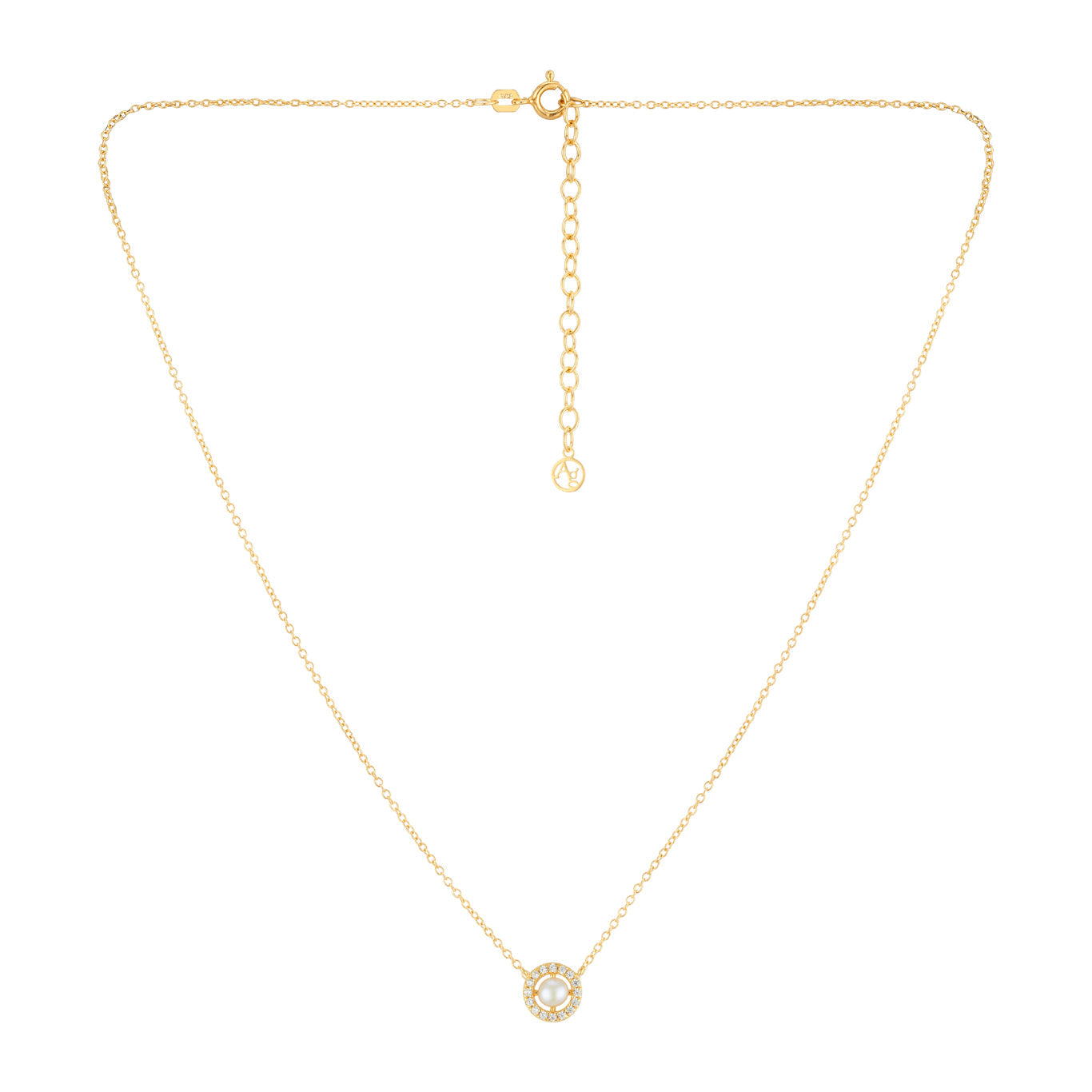 Argento Gold 18k Plated Freshwater Halo Pearl Necklace
