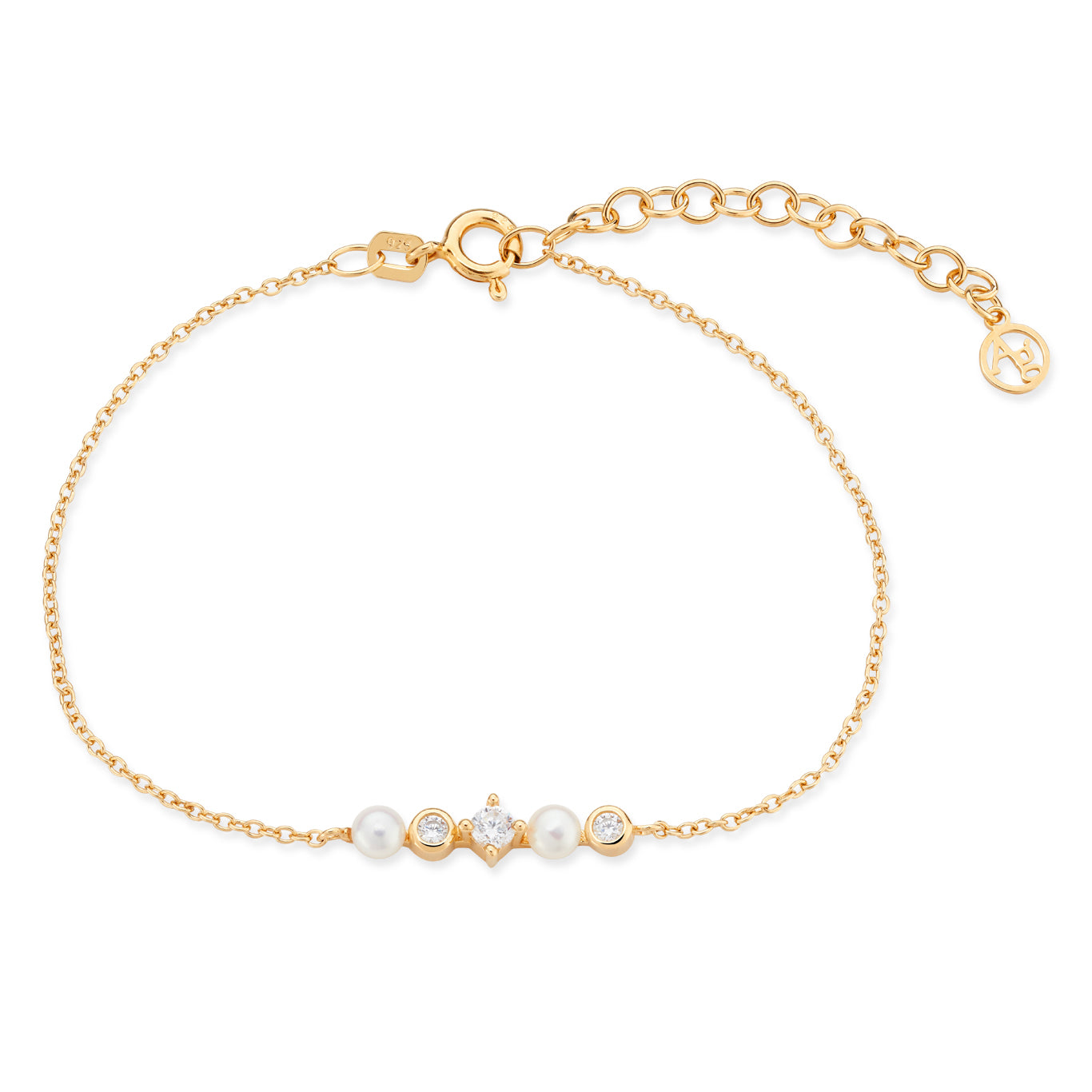 Argento Gold 18k Plated Freshwater Button Pearl Bracelet