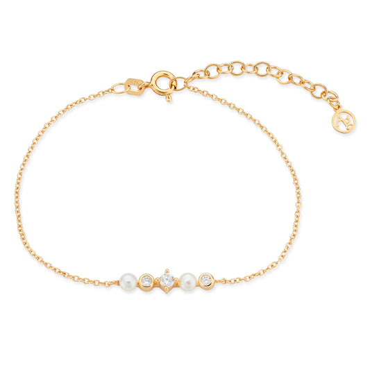Argento Gold 18k Plated Freshwater Button Pearl Bracelet