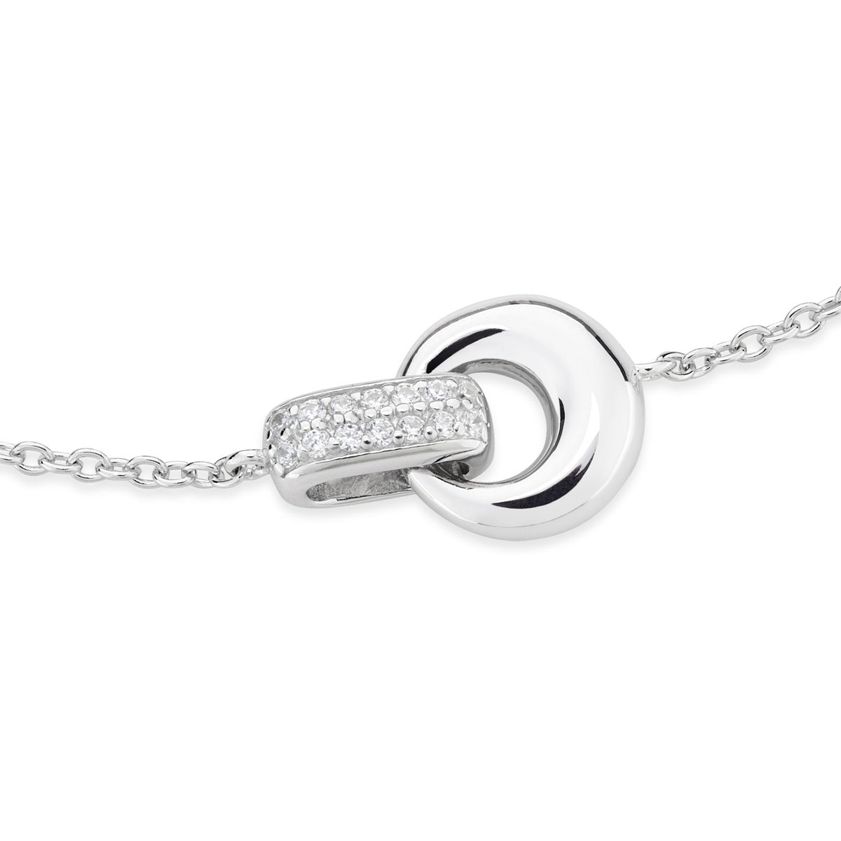 Argento Silver Oval Pavé Link Bracelet